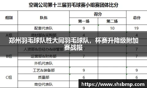 郑州羽毛球队胜大同羽毛球队，杯赛升降级附加赛战报