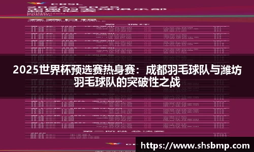 2025世界杯预选赛热身赛：成都羽毛球队与潍坊羽毛球队的突破性之战