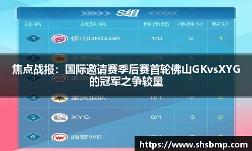 焦点战报：国际邀请赛季后赛首轮佛山GKvsXYG的冠军之争较量